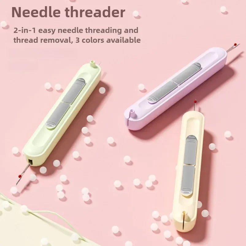 2 In 1 Needle Threader and Seam Ripper Tool Multifunctional Sewing Thread Remover Cross Stitch Crafting Accessories Easy Use