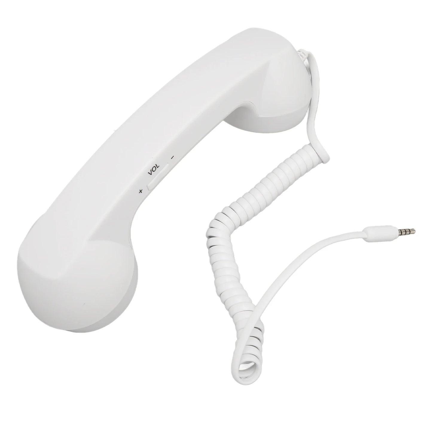 Handheld Phone Receiver Coiled Cord Radiation Proof Cell Phone Handset Clear Sound 3.5mm Plug Adjustable Volume for Smartphone