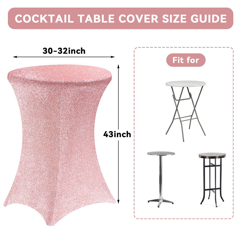 Cocktail Tablecloth Glitter Bar Set New Cocktail Table Cover High-end Feel Cross-border Wholesale Stretchy High Bar Tablecloth