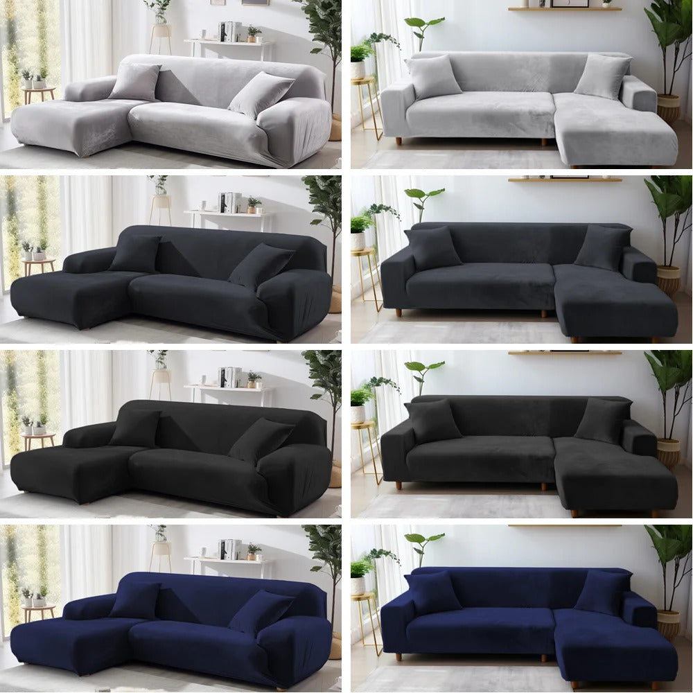 Velvet Sofa Cover Thick Elastic 1/2/3/4 Seater Sofa Cover for Living Room Velvet Plush L Shaped Corner Sofa Cover Couch Cover