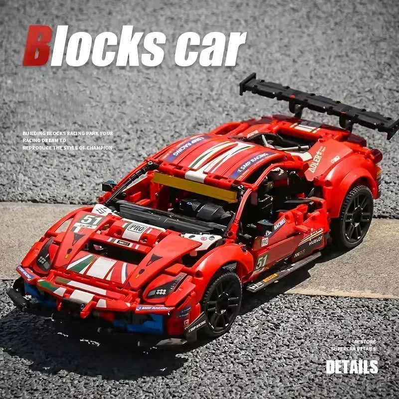 NEW Technical 488 GTE 1684PCS Speed Sports Car Building Blocks Set Model 42125 MOC Racing Vehicle Assemble Toys Brick Kid Adults