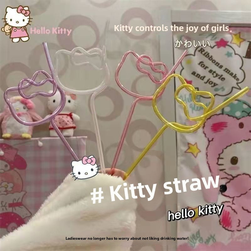 Kitty personalized straw ins color straw hose cute girls high value repeated use