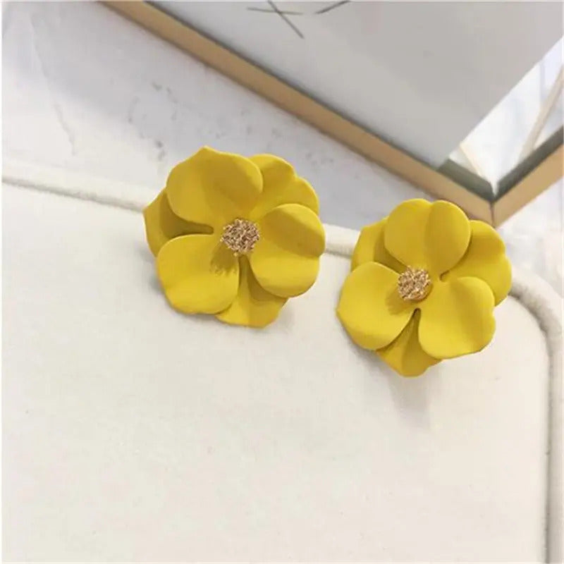 Korean New Double-layers Flower Drop Earrings for Ladies Exaggerated Women Floral Earrings Fashion Jewelry aretes de mujer