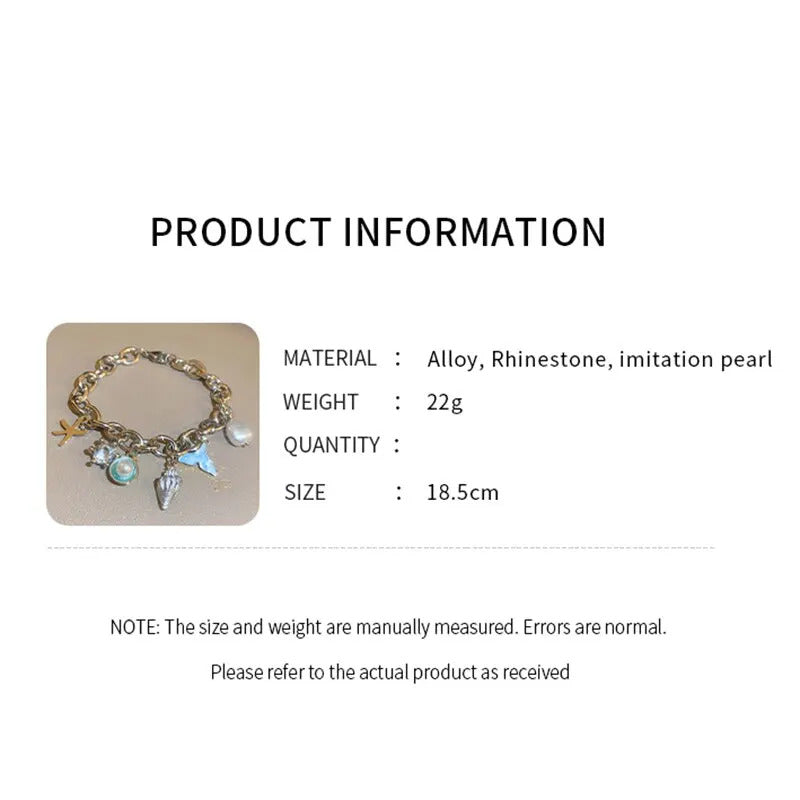 Starfish Shell Conch Bracelets For Women Imitation-pearl Gold-color Chain Bracelet Bangle Ocean Wristband Summer Beach Jewelry