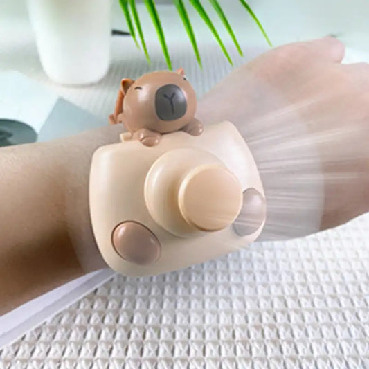 Mini Electric Fans Rechargeable Capybara Shaped Wrist Fan Kawaii Carpincho Foldable Design for Daily Use Outdoor Essentials