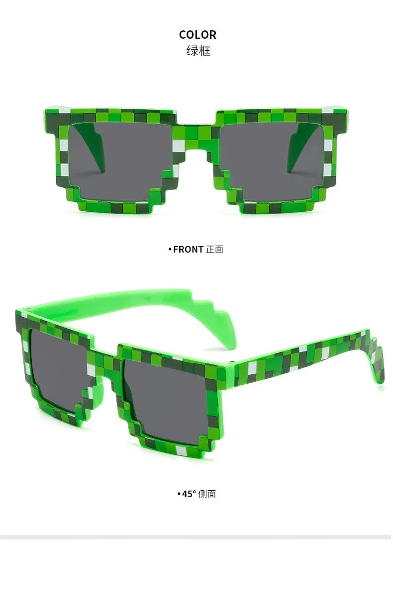 New fashion Sun Glasses Hot Sale Sunglasses Creeper Glasses Novelty Mosaic Funny Goggles Boys Girls Pixel Eyewear