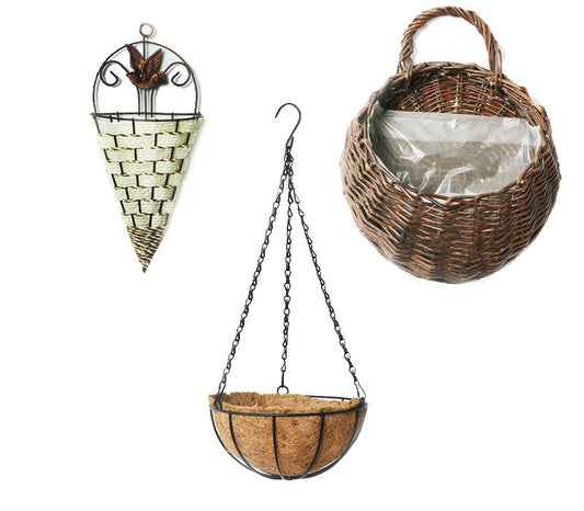 Artificial Flower Basket Ornament Straw Woven Flower Pot Rattan Basket Flower Arrangement Basket Living Room Indoor Wall Hanging Hanging Basket Woven Decorative Flower