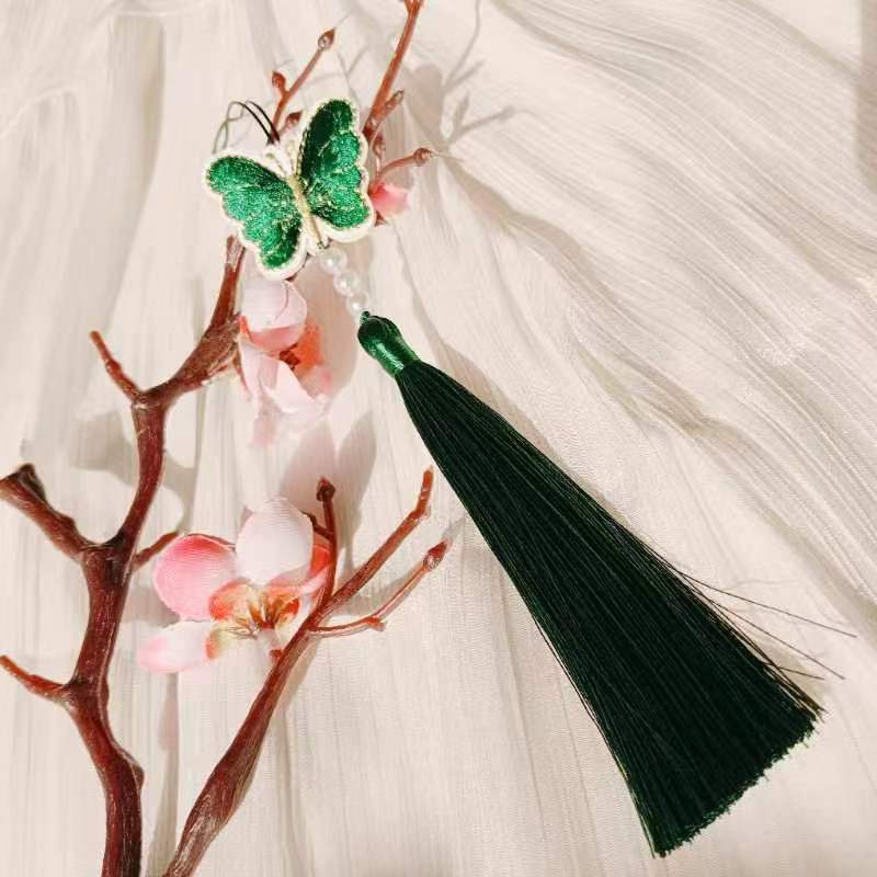 Ancient Style New 22-Color Embroidery Butterfly Tassel Hanfu Horse-Face Skirt National Style Children's Clothing Small Tassel Decorative Pendant