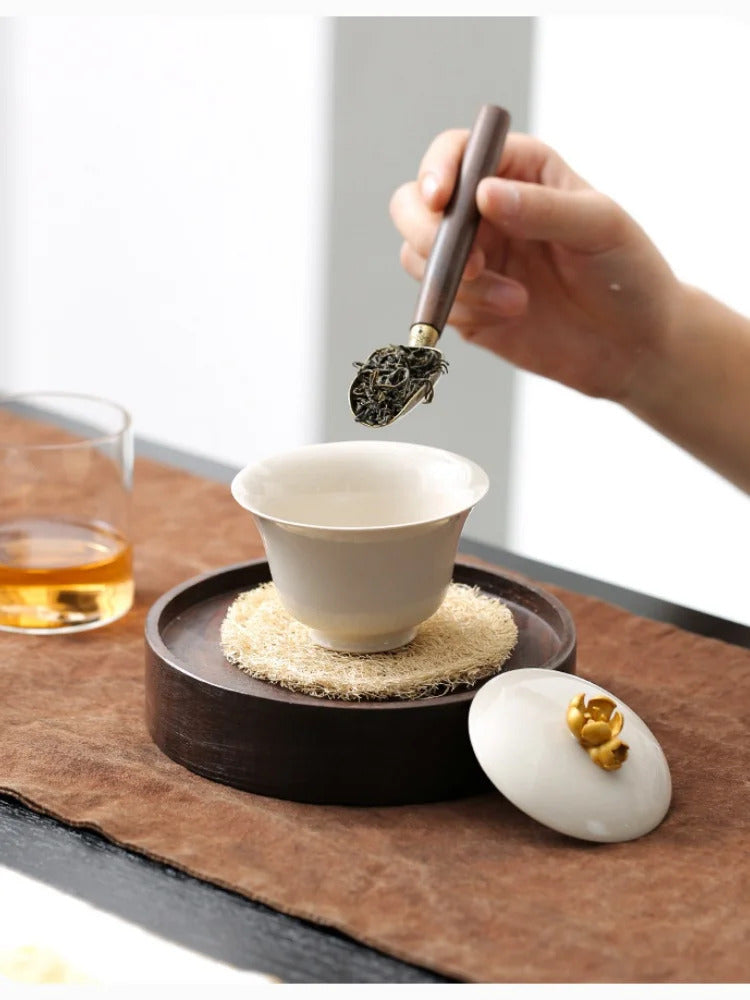 1pcs Tea Spoon Ebony Teaspoon Solid Wood Retro Creative Tea Shovel KongFu Tea Ceremony Accessories Gift