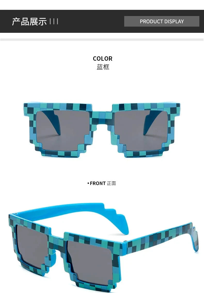 New fashion Sun Glasses Hot Sale Sunglasses Creeper Glasses Novelty Mosaic Funny Goggles Boys Girls Pixel Eyewear