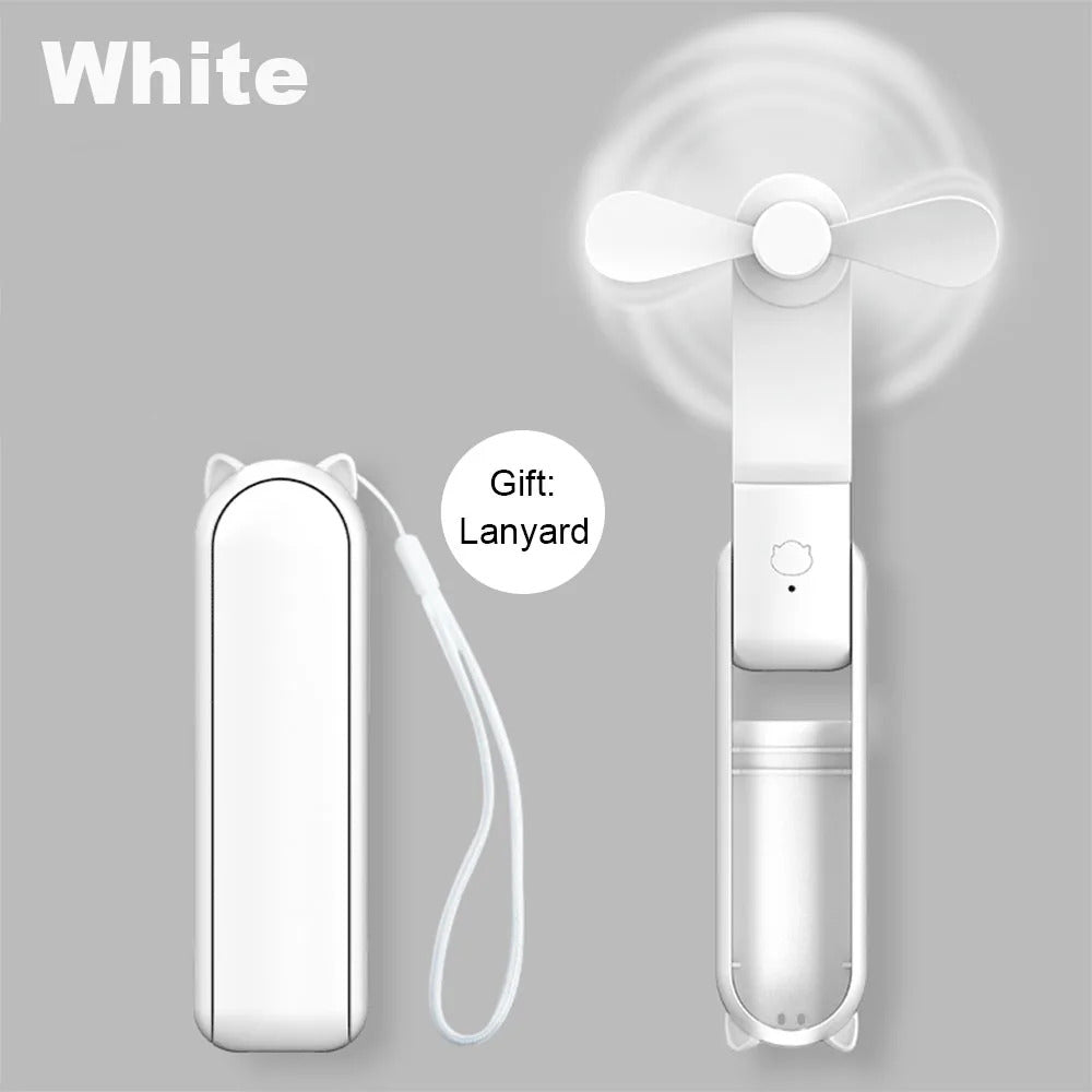 Portable Mini Fan 2000mAh USB Rechargeable 3 Speed Handheld Foldable Fan Hand Held Small Pocket Travel Fan with Handy Power Bank