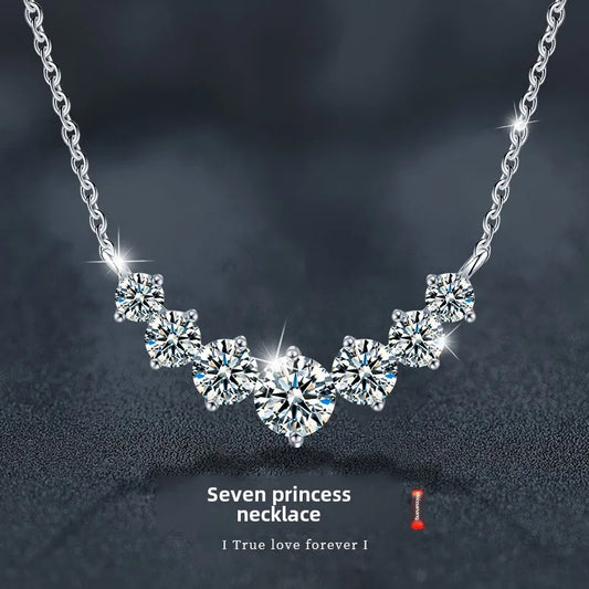 S925 Sterling Silver 2.8CT Moissanite Necklace 'Smiling Princess' Dainty Collarbone Chain Elegant Versatile Jewelry Accessory