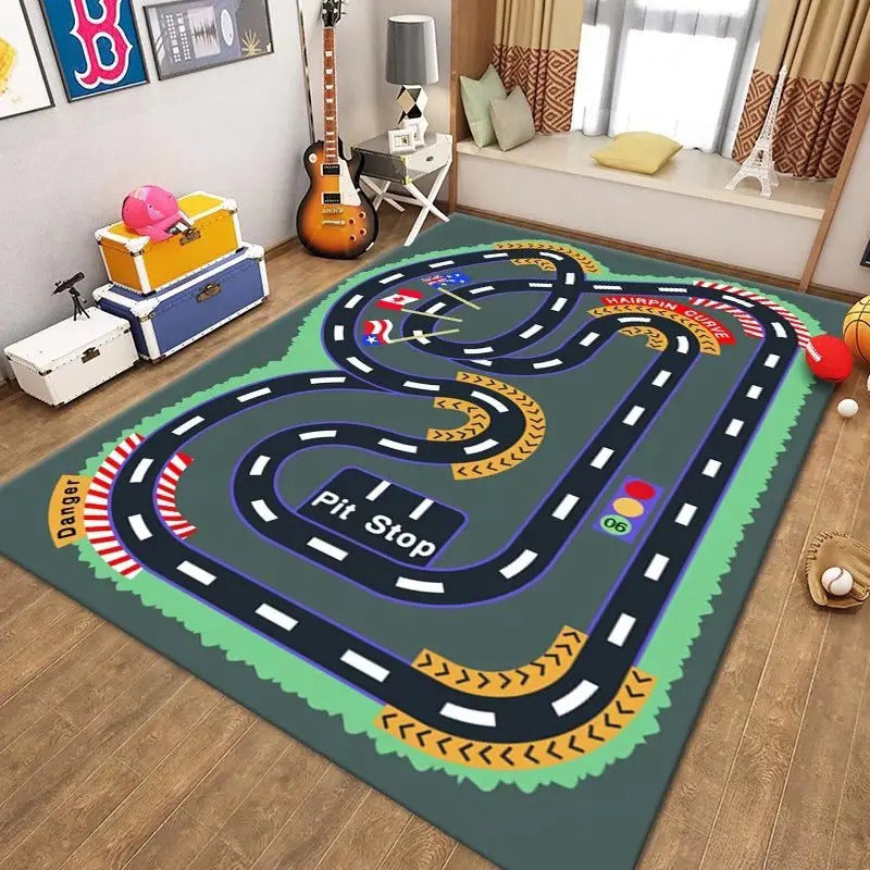 Thickened Flannel Carpet Living Room Children's Bedroom Decoration Floor Rug Cartoon Road Play Mat Soft Tatami Carpets Non-slip