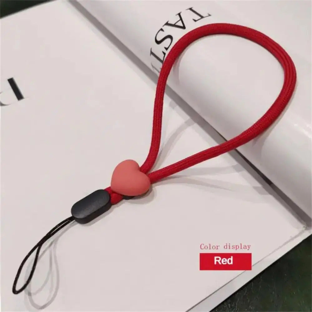 Solid Color Short Love Heart Hanging Rope Adjustable Mobile Phone Phone Strap Colorful Wrist Strap Elastic Mobile Phone Lanyard