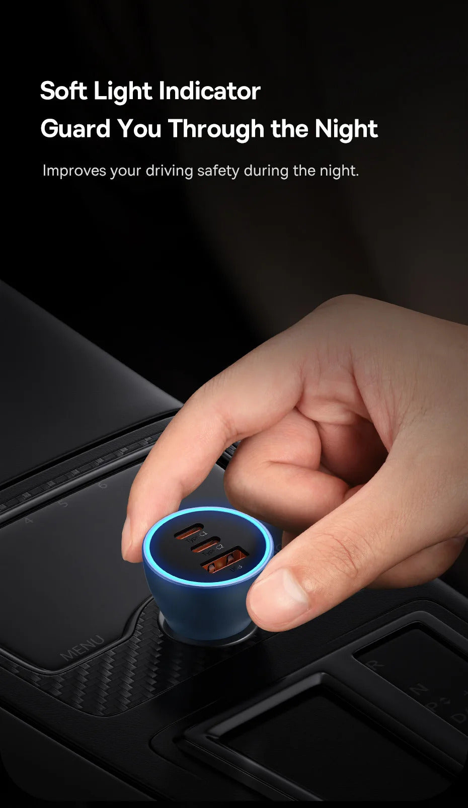 Baseus 65W Car Charger USB Type C Quick Charge 4.0 QC 3.0 PD Fast Charging For iPhone 13 Xiaomi Samsung Huawei USB C Car Charger