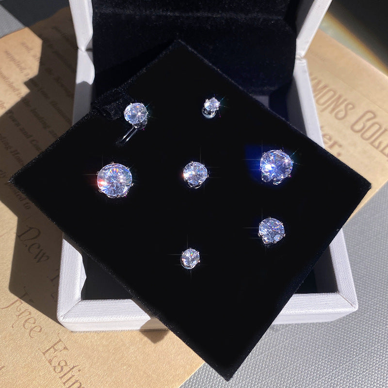 Non-Pierced Magnetic Zircon Ear Studs Design Sense Niche Temperament Magnetic Earrings for Women Hot Style Internet Celebrity Ear Jewelry