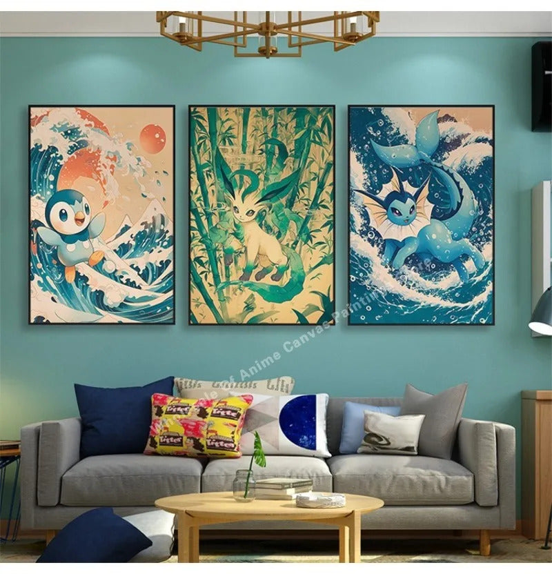 PokeMon Decorations PokeMon PokeMon Pikachu Hanging Paintings Children's Room Cartoon Anime Mural