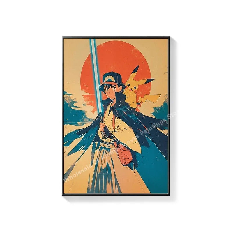 PokeMon Decorations PokeMon PokeMon Pikachu Hanging Paintings Children's Room Cartoon Anime Mural