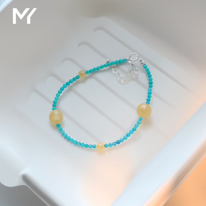 Turquoise Baroque Freshwater Pearl Bracelet Stacked Elegant Women's Bracelet