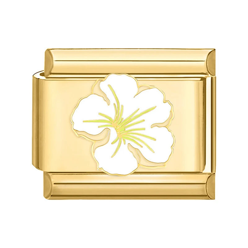 Fashion Pet Heart Flowers Sun Moon Zircon Gold Color Italian Charm Links Stainless Steel Fit 9mm Bracelet Jewelry DIY Making