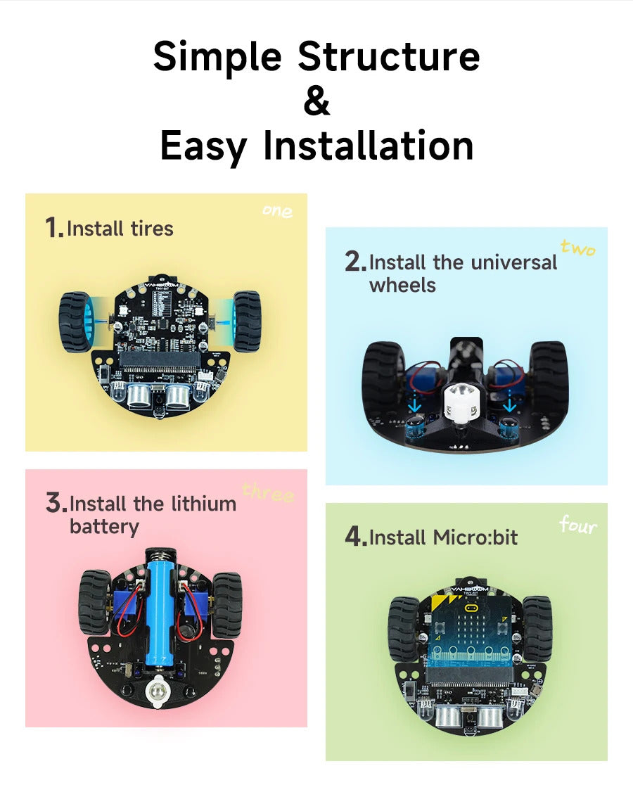 Yahboom Microbit Car Programmable Toys Coding Robotics for Microbit V2 V1 with Battery CE RoHS For STEM Education Microbit Robot