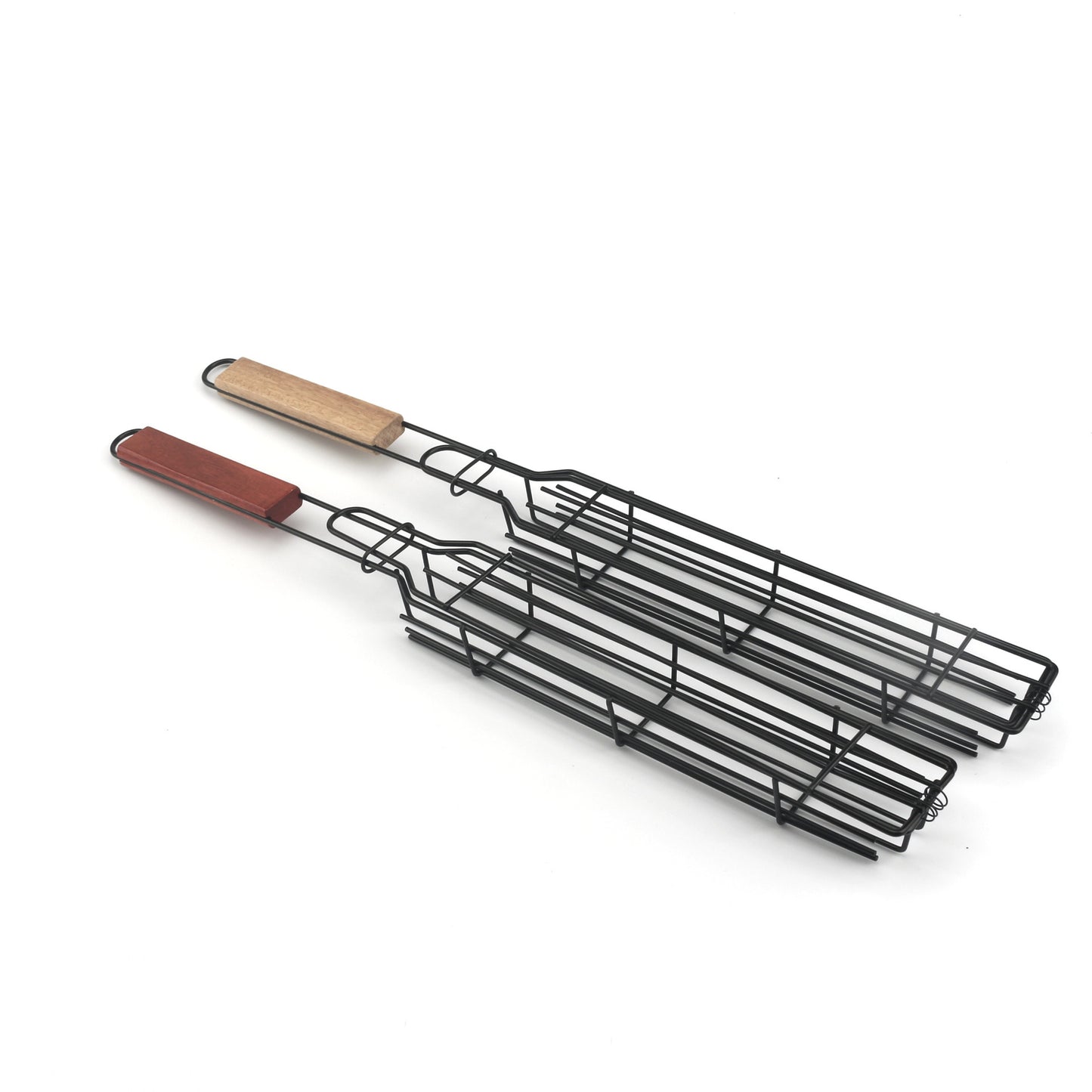 Cross-Border Wooden Handle BBQ Cage Outdoor Camping Meat Vegetable BBQ Net Rack Picnic Grilling Tool Charcoal Grilled Sausage Skewers