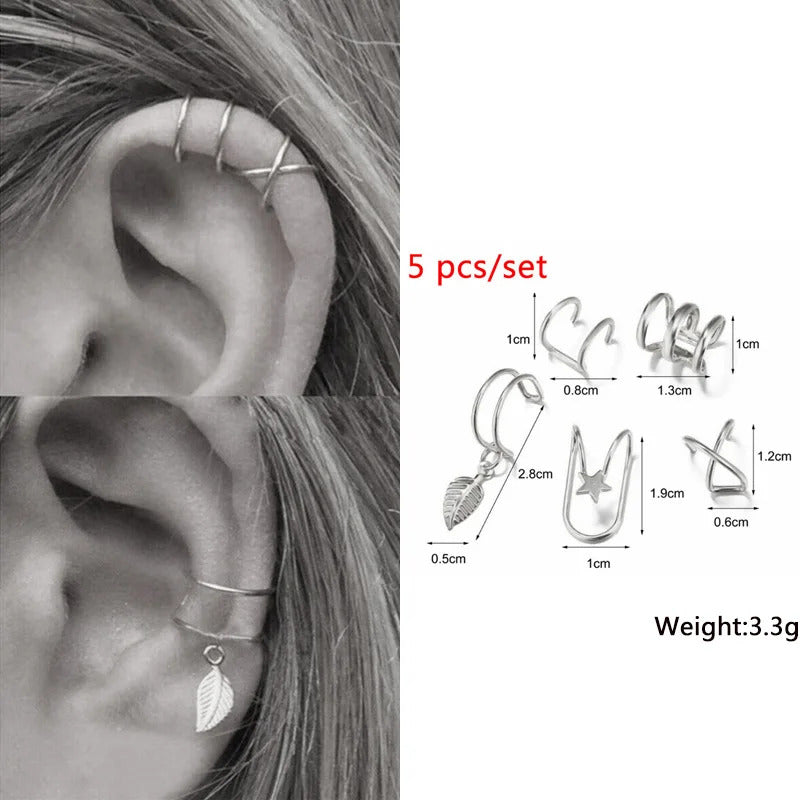 New Gold Color Metal Ear Cuff Non-Piercing Ear Clips Fake Cartilage Earrings Clip Earrings For Women Men Wholesale Ear Jewelry