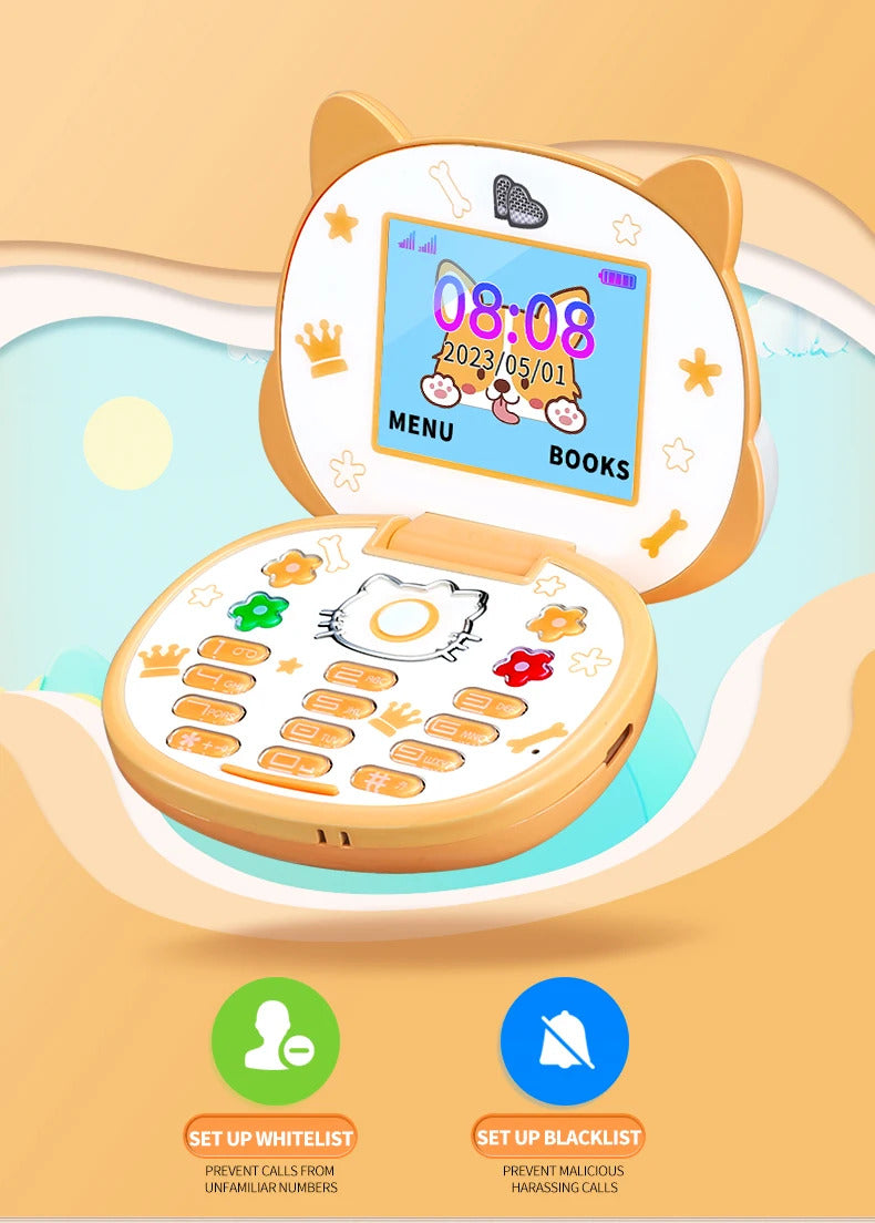 2023 New Cute Mini Koki Mobile Phone Flip Cartoon Kids Children Dual Sim 2G GSM Keyboard Botton MP3 Player Unlocked Cellphone