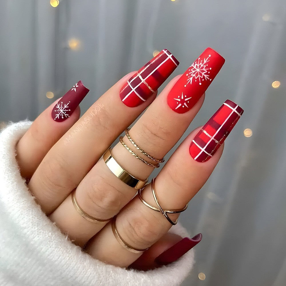 Christmas Wearable Nails Fake Nails Nail Tips Manicure Christmas Hot Press-on Fake Nail Stickers