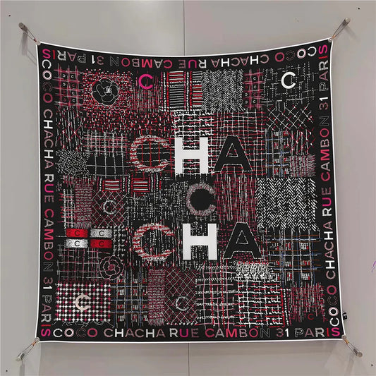 Fashion Graffiti Neckerchief Luxury Square Scarf for Women Silk Shawl Satin Hijab Wraps Hair Bands Headband Bandana Ribbon