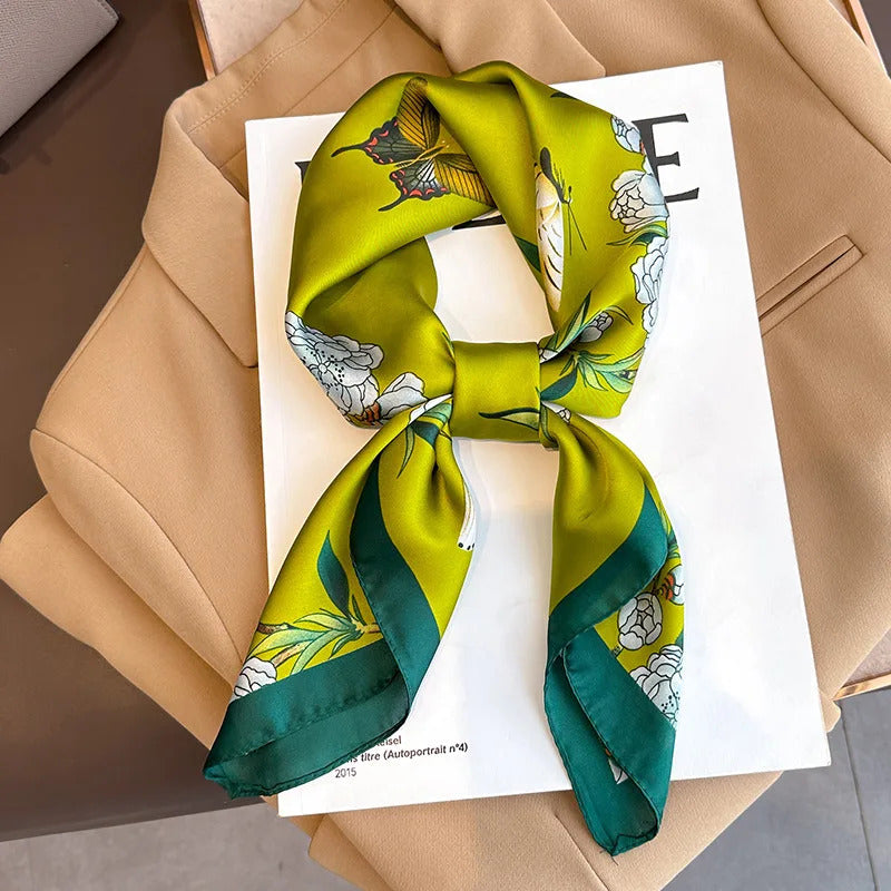 Luxury Design 70*70cm Horse Print Silk Square Scarf Women Soft Satin Hairband Neckerchief Office Hijab Headband Foulard Gift