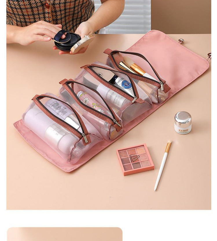 Detachable 4-in-1 Makeup Bag Multifunctional Simple Travel Handheld Foldable Travel Cosmetic Storage Toiletry Bag