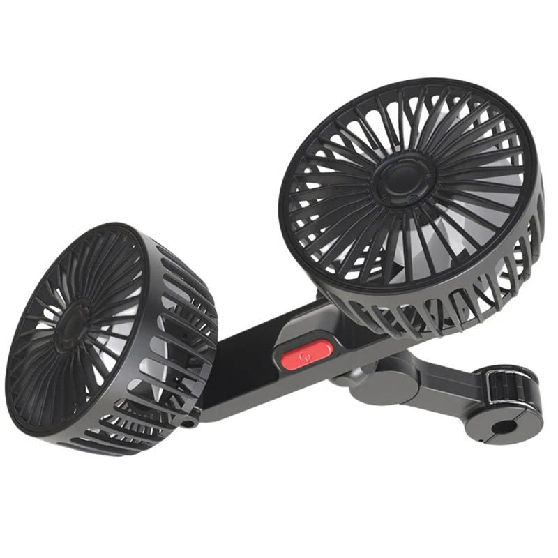 12V/24V Car Fan Cooling Car Fan Dual Head USB Car Fan 3 Speeds Adjustable Auto Cooler Air Fan for Vehicle SUV Car Accessories
