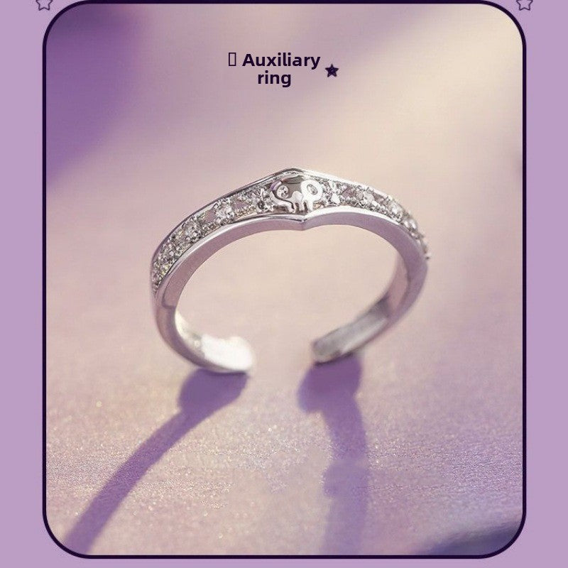 Couple's Ring Love About Kulomi Ring Opening Adjustable Inlay Purple Diamond Fashion All-match Elegant
