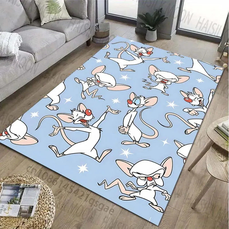 Classic Cartoon Pink The Brain Patter Carpet for Living Room Bedroom Bedside Bathroom Floor Mat Area Rug Sofa Mat Home Decor