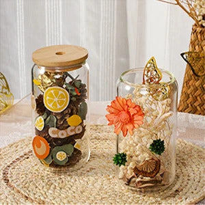 Leeseph Coffee Mug Glass Cup With Lid and Straw Transparent Coffee Tea Milk Juice Cold Drinking Cup Bar Kitchen Accessories