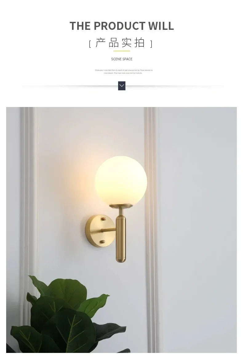 Nordic Style Wall Lamp Living Room Bedroom Bedside Lamp Modern Simple Creative TV Background Wall Corridor Corridor Wall Lamp