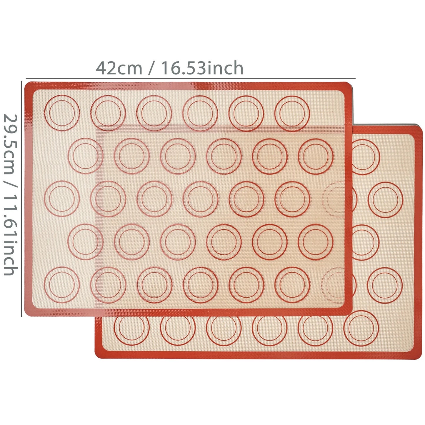 2PCS Silicone Baking Mats for Oven, 42 X 29.5cm, Reusable Non Stick Heat Resistant Bakeware Sheets Liner, Macaron, Cookies Bread