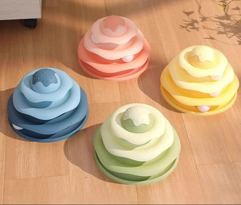 Cat Toy Teaser Wand Cat Turntable Self-Entertainment Ball Kitten Three-Layer Track Disc Kitten Pet Intelligence Artifact