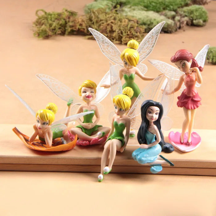 6pcs/set Anime Tinkerbell Fairy Tales Girls Tinker Bell PVC Action Figures Toys