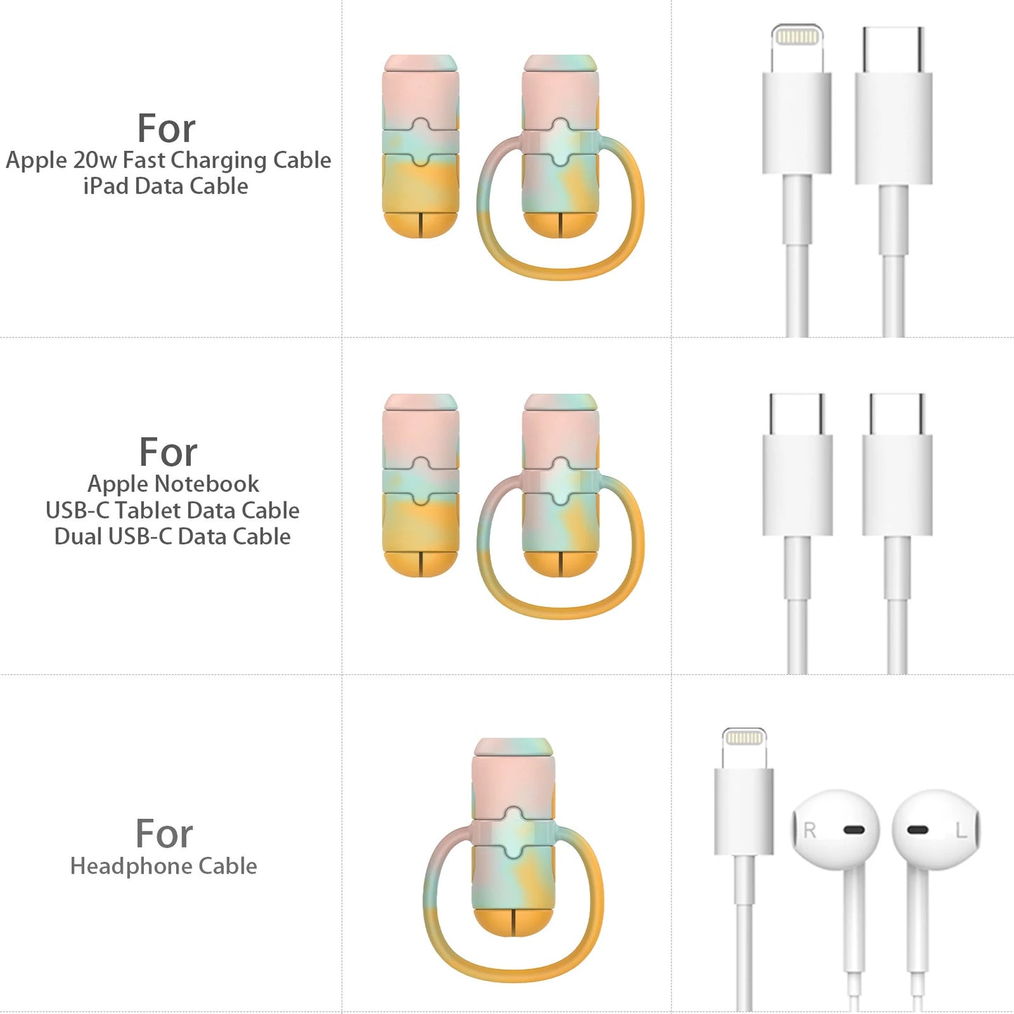 Silicone Cartoon Cable Winder Anti-Break Mobile Phone Charging Cable Strap Protector Carabiner Data Cable Protection Cover
