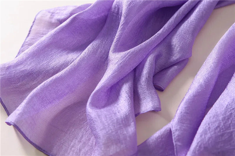 2023 Luxury Brand Women Fashion Scarf Plain Solid Silk Linen Shawls Scarves Summer Lady Bandanas Pashmina Foulard Hijab 180*90Cm