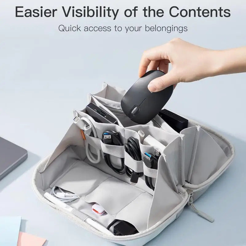 Cable Organiser Bag 180 Opening 2024 New Cable Organiser Electronics Bag Portable Battery Storage Case Cable Storage Box For