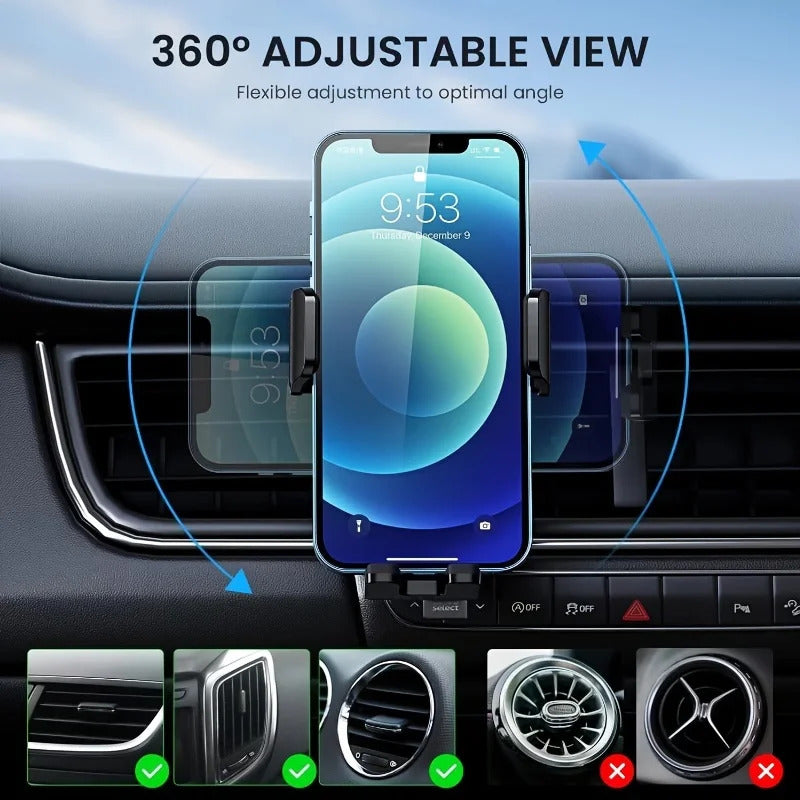 Car Air Outlet 360 Degrees Stable Compatible with Android/ Samsung/Apple /4-7 Inch Smartphones /Black