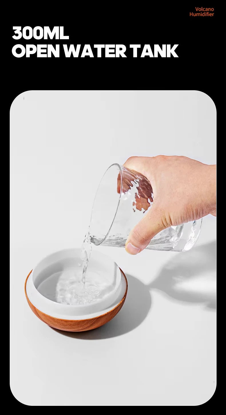 Air Humidifier Volcano Aroma Diffuser USB Water Mist Diffuser Purifier Air Freshener Nebulizer with Colorful Night Light