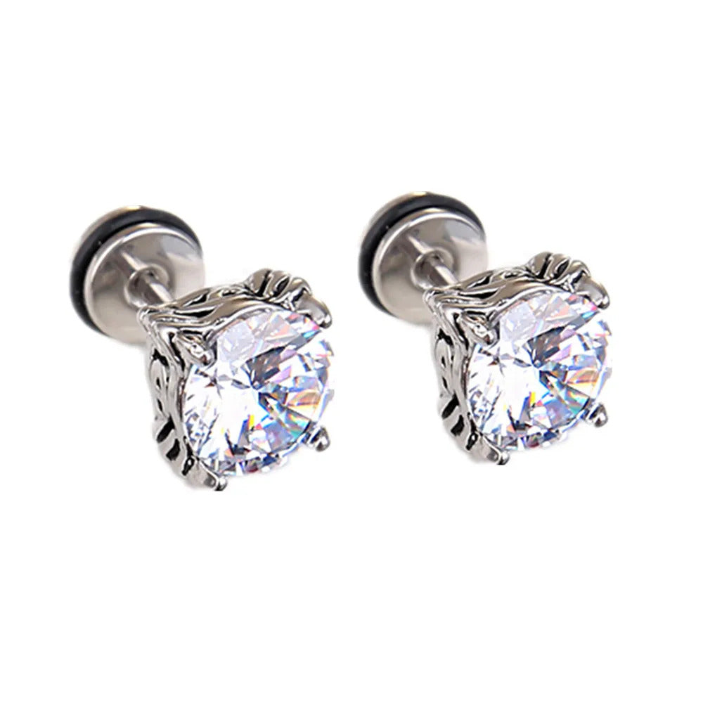 2023 Punk Stainless Surgical Steel Women Men's Stud Earrings Small Gothic Geometry Skeleton Rock Zircon Hip Hop Jewelry Earrings