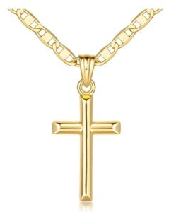 Amazon TK Hot-Selling OT Buckle Square Cross Necklace for Women Copper Plated 14K Gold Paperclip Necklace Yiwu In Stock