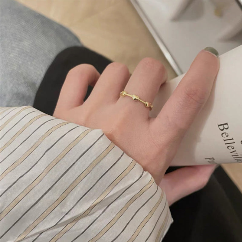 Sand Gold Opening Adjustable Frosted Ring Women's Fashion Sweet Light Luxury Niche Exquisite Ring Ancient Design