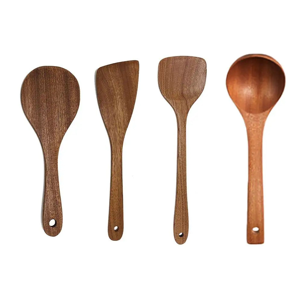 Long Handled Teak Tableware Wood Spoon Shovel Spatula Accessories Skimming Wooden Soup Kitchen Tool Spoon Cooking A2S8