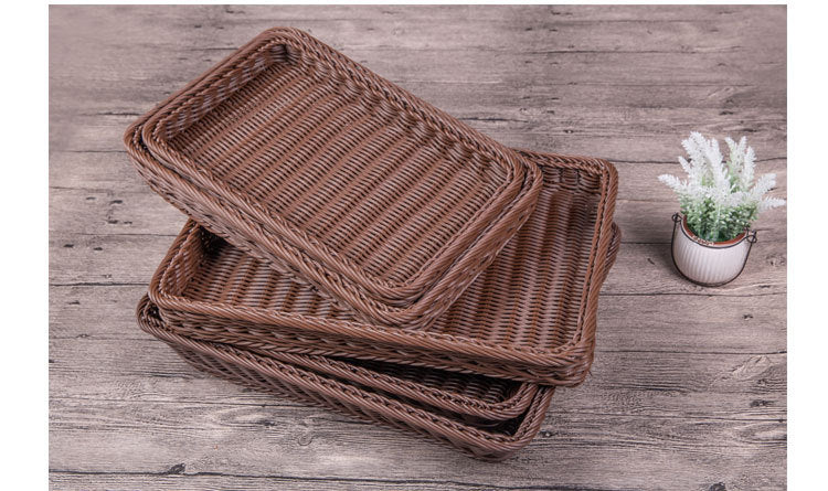 ✅Fruit Basket Bread Basket Supermarket Hotel Display Basket Display Basket Handmade Storage Basket Rattan Woven Basket Imitation Rattan Weaving